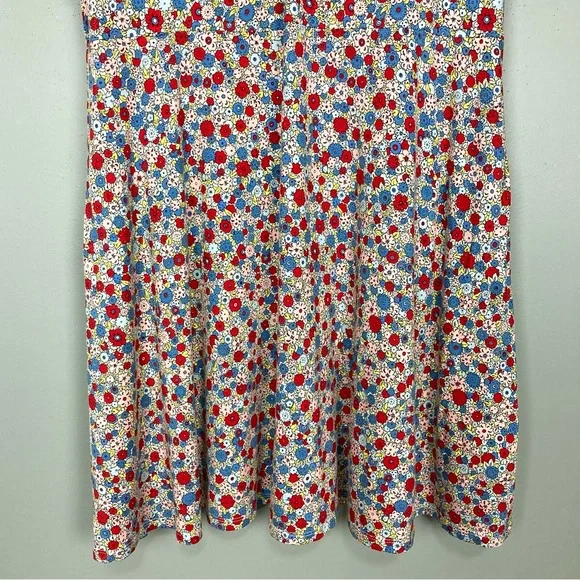 Boden V-Neck Jersey Dress Women’s Size 16 Riviera Blue Floral Stretch Knit Retro - Picture 7 of 12